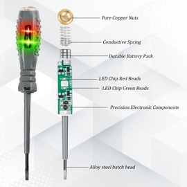 Phase Tester 8 Pieces Current Tester Phase Tester Screwdriver 2 in 1 Voltage Tester Screwdriver Chamfer Tester Comes with 1 Electrician Tester for Testing DC Circuits (Slotted Head Cross Head)