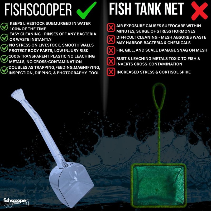 Fish Scooper, Fish Net Tool for Transfers, Fish Traps, Coral