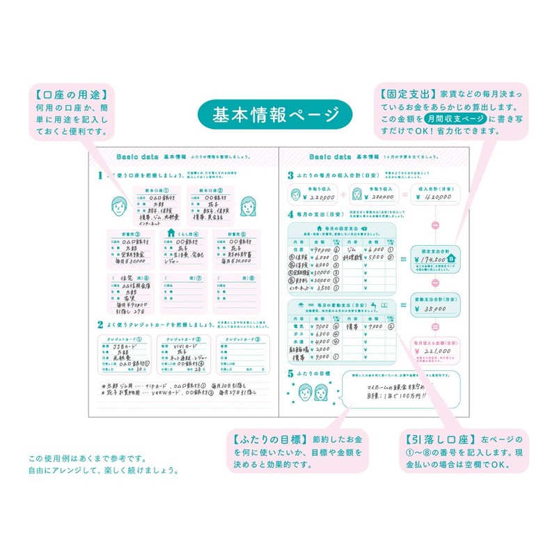 Midori Domestic Accounts Book A5 Monthly Working Couple Lifestyle Pattern