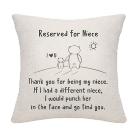 Bommex Funny Cartoon Cushion Covers Thank You For Being My Niece If I Had A Different Niece I Would Pouch Her In The Face And Go Find You for Niece Birthday Graduation (niece)