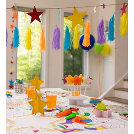 HearthSong Crafty Creations Star Bright Themed Party Supplies Decorating Kit - 241Piece - Tabletop & Hanging Decorations, Multicolor