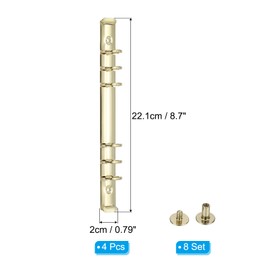 PATIKIL 6 Holes Ring Binder, A5 Notebook 20mm Book Binding Kits Planner Maker Binder Ring Clip Mechanisms with Screw for Journal Bill Paper, Gold, 4 Set