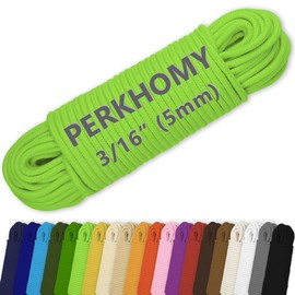 PerkHomy Cotton Rope 3/16" (5mm) 100 ft Multi Purpose Utility Diamond Braided Cord, Natural Cotton for Clothes Line Camping Crafting Flag Pole, Light Green