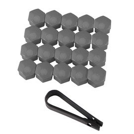 POPSTORE Set of 20 Car Wheel Nut Caps, 19mm Universal Lug Nut Covers Bolt Caps, Auto Wheel Hub Screw Protector with Remover Tool for Most Cars, Gray