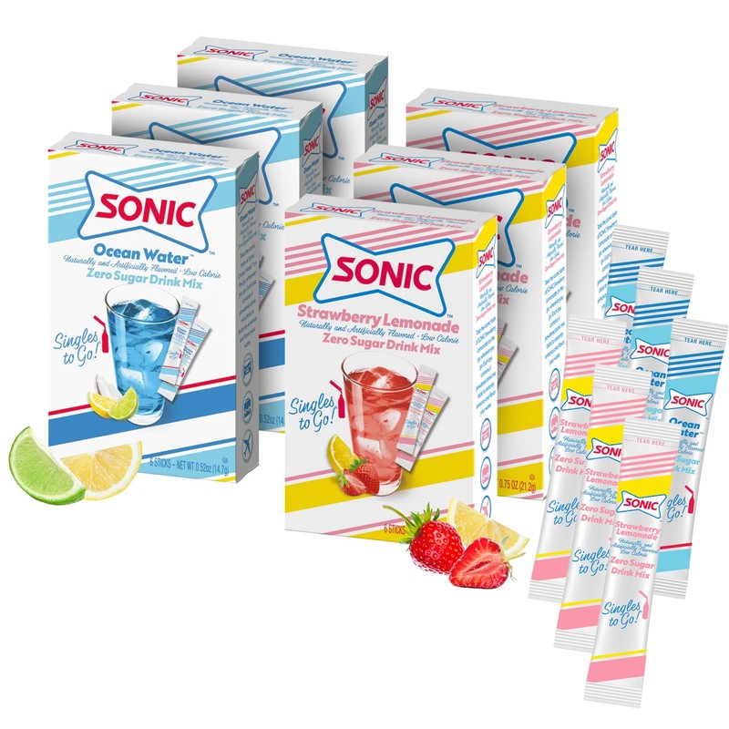 Sonic Singles to Go Powdered Drink Mix, Ocean Water, 6