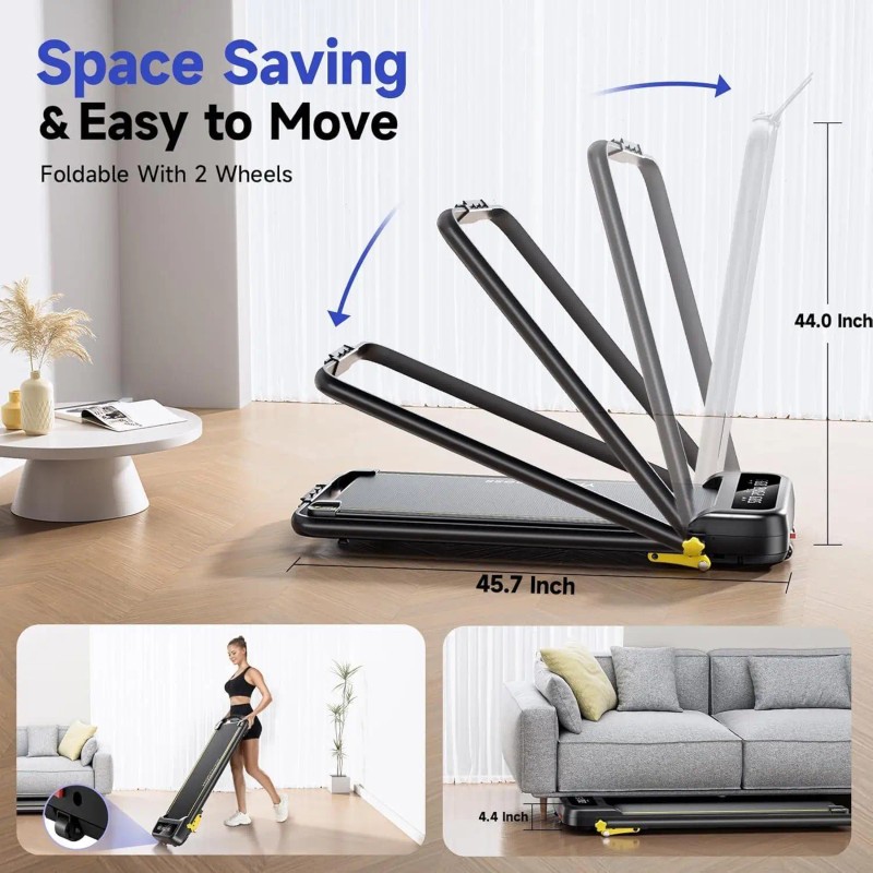 Portable Folding Treadmill with 3 Level Incline, Walking Pad with