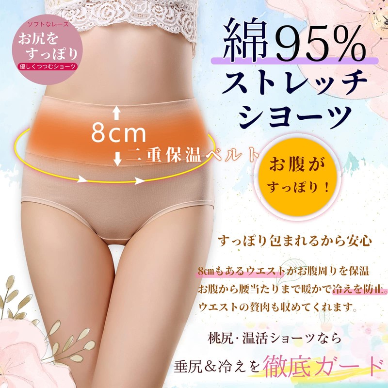 VICHERIA Women's Panties, High Waist, Pure Cotton, High Breathability, Stretchy,