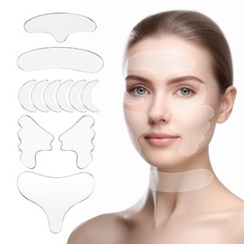 Reusable Silicone Wrinkle Patches for Chest, Neck, Forehead & Smile Lines - 11 Pcs Overnight Hydration Pads, Fine Lines Smoothing, Comfortable & Safe Sleep Patches ﻿ ﻿