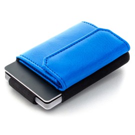 JAIMIE JACOBS Unisex Minimalist Wallet, Nano Boy Pocket Mini Textile Wallet with Pull Tab, Slim Card Holder Leather, Vegan blue