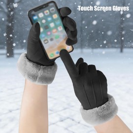 KXF Winter Warm Gloves, Womens Lady Super Soft Touch Screen Gloves Thick Fleece Lined Glove Cold Weather Windproof Outdoor Sports Handwarmers Cycling Running Mittens