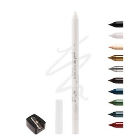 White Gel Eyeliner Waterproof, Cream Matt White Eyeliner Pen, Long-Lasting, Smudge-proof Eyeliner Pen, Cosmetics with Sharpener, Easy to Use, Strong Colour Power, Suitable for Sensitive Eyes-02