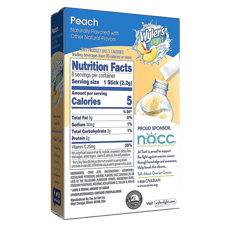 Wyler's Light Singles To Go Drink Mix, Peach, 6 pack