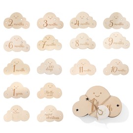 Samcos Cloud Shape Wood, Set of 8, Moon Cards, Storage Bag, Photo Tools, Newbone Photograph, Moon Photograph, Baby Monthly Cad, Anniversary Photography, Baby Shower, Newborn, Growth Record, Photography Tool (B)