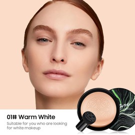 CC Creme BB Cream,Líquida Fundación, Mushroom Head Air Cushion, Base de Maquillaje de Brillo Color Reparación,Larga Duración, Hidratante Permeable (Marfil#01, Maquillaje)