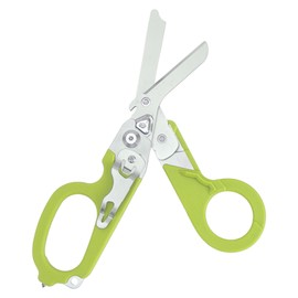 Emergency Response Shears Foldable Shear with Ring Cutter Glass Breaker Latching Function For Indoor Outdoor Green