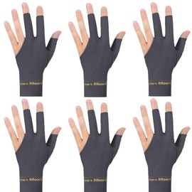 TOPDANCHUANG Anti Slip Billiard Glove 3 Fingers Show Gloves Left Hand Snooker Glove Billiard Accessories Fits on Left Hand for Men Women (grey, 6)
