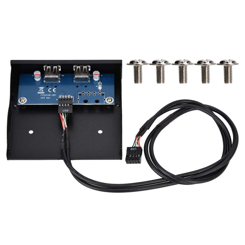 ASHATA USB 2.0 Front Panel, USB 2.0 2-Port 3.5 Inch