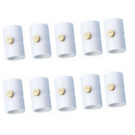 RUITN 1/2 Inch PVC Coupling with Brass Mist Nozzle PVC Splitter with Brass Misting System Nozzles (Pack of 10)