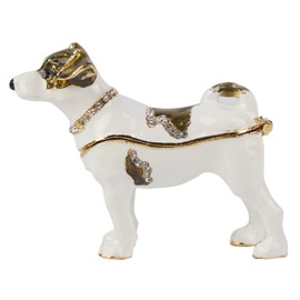 MUNEFE Metal Dog Jewelry Trinket Box, Enamel Jewelry Storage Box, Statue for Home Decor Ornaments Gift