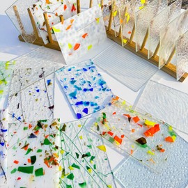 PALJOLLY 24 Sheets Floral Patterned and Clear Iridescent Stained Glass Sheet Variety Pack, 4 x 6 inch Cathedral Art Glass Mosaic Tiles for Crafts, Stained Glass Supplies for Glass Projects Mosaics