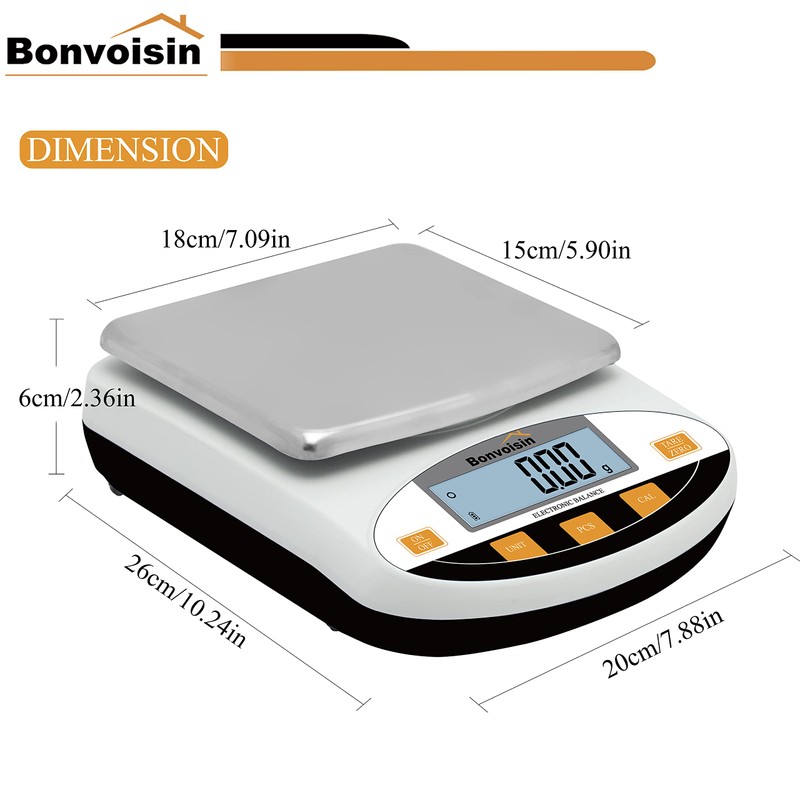 Bonvoisin Lab Scale 2000g x 0.01g Digital Precision Analytical Balance