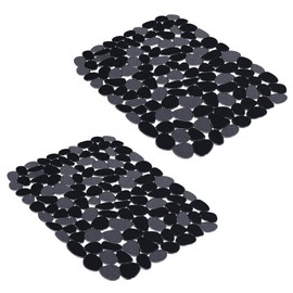 Yolife Pebble Kitchen Sink Mats, PVC Sink Protectors Mat for Bottom of stainless steel, Dish Drying Mats for Kitchen Counter (Black,2 Pack)