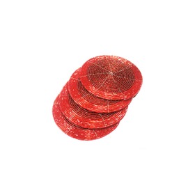 TERRAACRAFT Shimmering Indian Handmade Beaded Coasters -4" Round-Set of 4 RED Coasters, Dining Table Accessories, Decorative Home Decor
