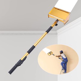 Professional 9.8" Drywall Flat Finishing Box w/Extendable 40"-64" Box Handle Drywall Flat Finishing Box Tool for Plasterboard Wallboard, Sheetrock