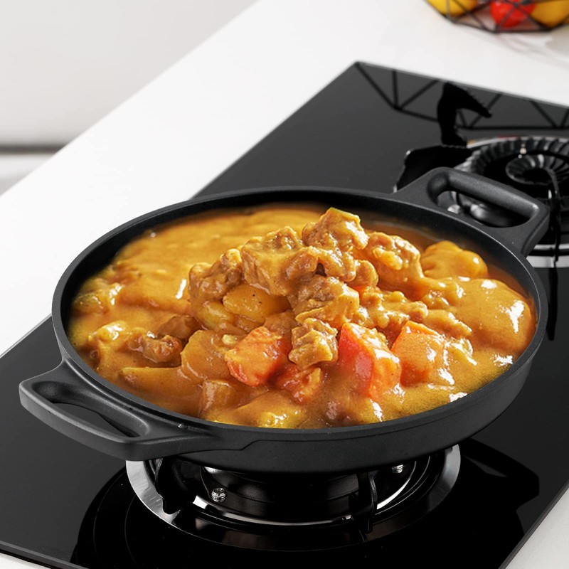 S·KITCHN Cast Aluminum Griddle Pan for Stovetop with Lid -