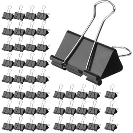 Baxrou Large Binder Clips 1.6 Inch (48 Pack),Binder Clips Big Paper Clips Clamps for Office and Home Supplies, Black
