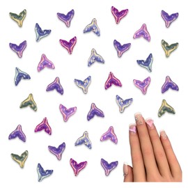 Fainie BD4089 Marine Nail Parts, Mermaid Tail, 0.4 inches (10 mm), Mixed, Clear, Aurora, Sea, 100 Pieces, 3D 3D, Plump Resin Deco Parts