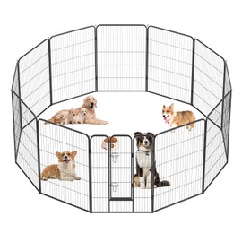 FDW Dog Playpen Kennel - 12 Panels, 40 Inch Height, Indoor/Outdoor Folding Metal Portable Puppy Exercise Pen, Heavy Duty Dog Fence for Yard, Camping - Black