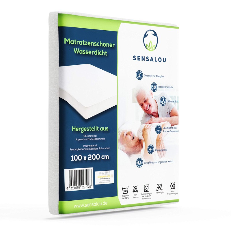Sensalou Incontinence Mattress Protector Mattress Cover Sheet Waterproof, White, 100