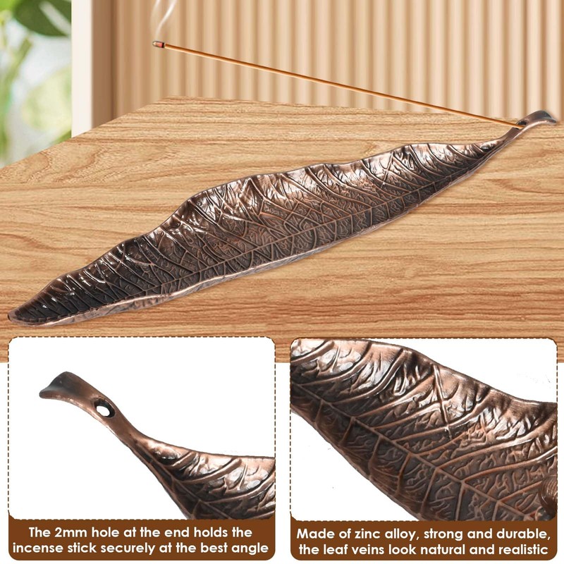 Set of 4 Incense Sticks Holders, Leaves and Snails Incense