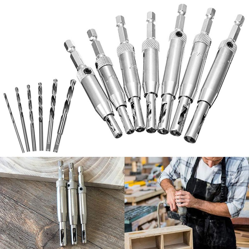 21 pcs Center Drill Bit Set, AFUNTA Self Centering Hinge