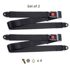 Bravokit Universal 2-Point Adjustable Seat Belt Harness Kit (Set of 2) – 54-Inch Black Webbing with Screws for Go Karts & Golf Carts