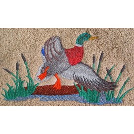 Big Black Horse LLC Bath Towel Set with Embroidered Mallard Duck - Beige