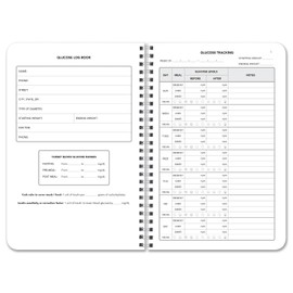 BookFactory Glucose Log Book Glucose Monitoring Logbook Personal Medical Tracking Notebook - 104 Pages, 6'' x 9'', Wire-O (Made in USA)