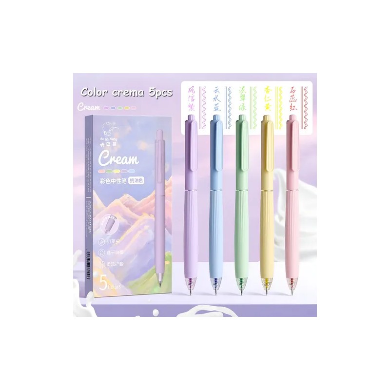 Set De Bolígrafo De Gel Tinta Multicolor Punta Fina 5pcs