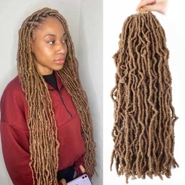 24 Inch Soft Locs Crochet Hair Pre Looped 6 Packs Faux Locs Crochet Braids for Butterfly Locs Dreadlocs Synthetic Hair For Black Women (27#, 24 Inch (Pack of 6))