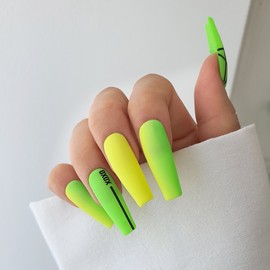 Neon Point Homemade Nail Tips - Long Square / 네온 포인트 수제 네일팁 - 롱스퀘어