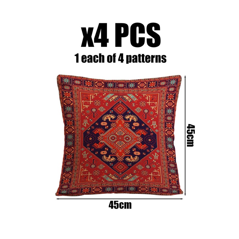 USHXVG 4 Pieces of Retro Pattern Pillow Covers, Linen Cushion