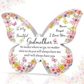 SMARGO Gifts for Godmother, Unique Godmother Birthday Gifts - Butterfly Acrylic Plaque Gift - Will You Be My Godmother, Mothers Day Gift for Godmother from Godchild