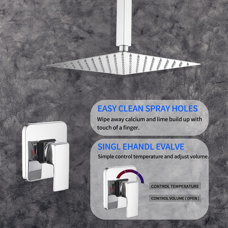 Ceiling Shower System Shower Faucet GGStudy Bathroom Luxury Rain Mixer