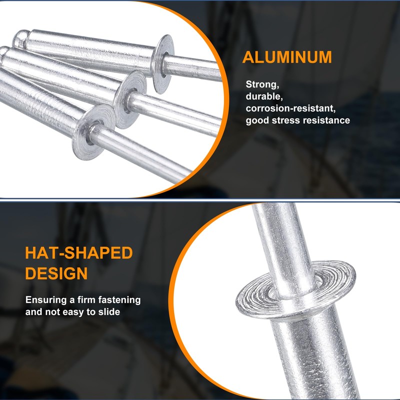 sourcing map 100Pcs 5/32"x3/8" Aluminum Countersunk Blind Rivet, Open-End Type