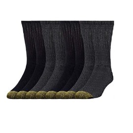 Gold Toe Men's Dress Crew Socks Cotton Perfect Fit Kensington Collection 4 or 8 Pack (Black - Grey, 4)