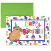 Cappy Birthday Capybara Themed Pun Single (1) All Occasion Blank Birthday Card To Send To Friends & Family, 4"x 6" (when folded) Fill In Greeting Note Card by AmandaCreation