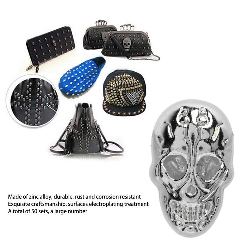 50 Sets DIY Skull Rivets Gothic Style Rustproof Exquisite Craftsmanship