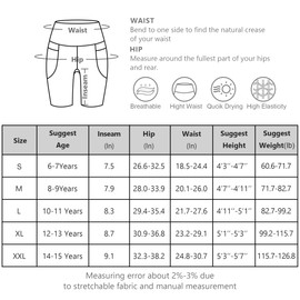 BIG ELEPHANT 4 Packs Girls' Athletic Bike Shorts, Dance Yoga Running Soccer Kids Compression Shorts with Pockets