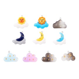 40pcs Cloud Resin Charms Pendant Mixed Color Whether Theme Dangle Charms with Platinum Plated Loop for Keychain Necklace Bracelet Earring DIY Jewelry Making
